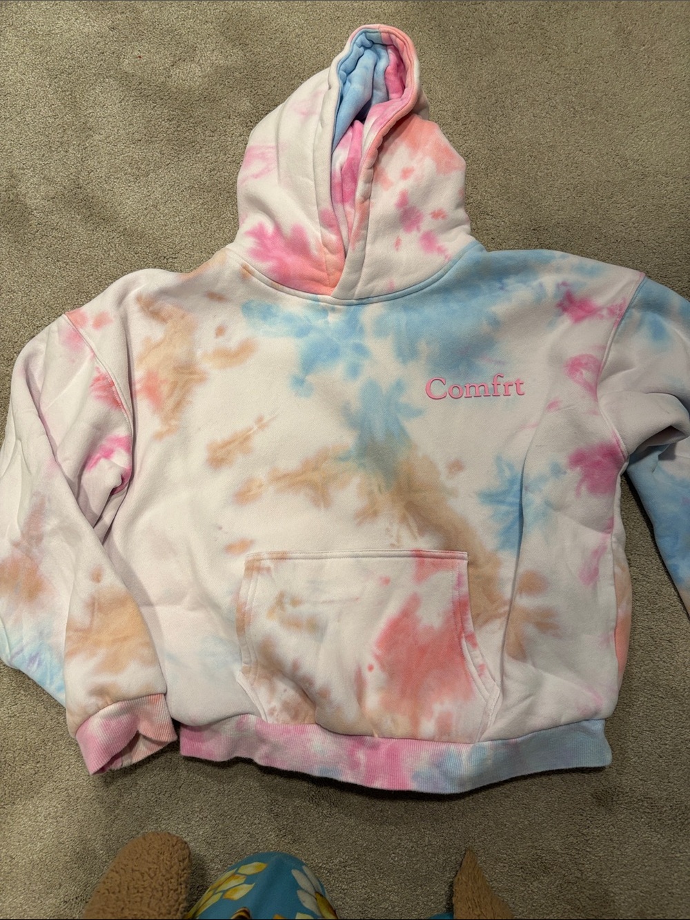 Comfrt Kids' Tie-Dye Hoodie - Pastel Pink Blue